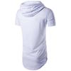 Men's T-shirt Hooded Zipper Decoration Medium Long Round Neck Base T-shirt
