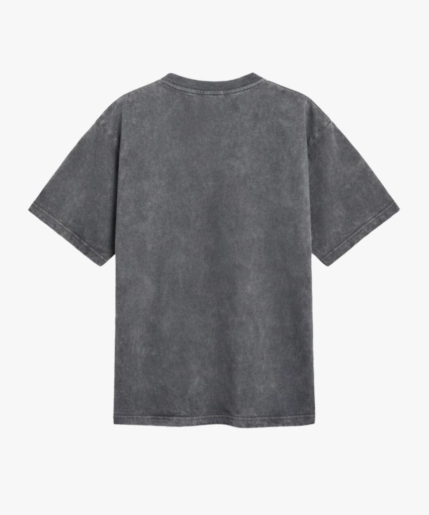 Jikun Soft Mute Patch Pigment Short Sleeve T-Shirt Gee265-102 Charcoal