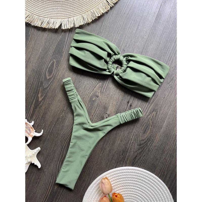 Bikini Micro Push Up Trajes de Baño para Mujer 2026 Sexy Ropa de Baño Femenina Conjunto de Bikini Brasileño Tanga Biquini Trajes de Baño Color Sólido Ropa de Playa