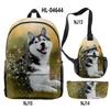 Classico Novità Strano Divertente Cool Husky Stampa 3D 3pz/Set alunno Zaini Scolastici Zaino per Viaggio per Laptop Borsa da Petto Astuccio