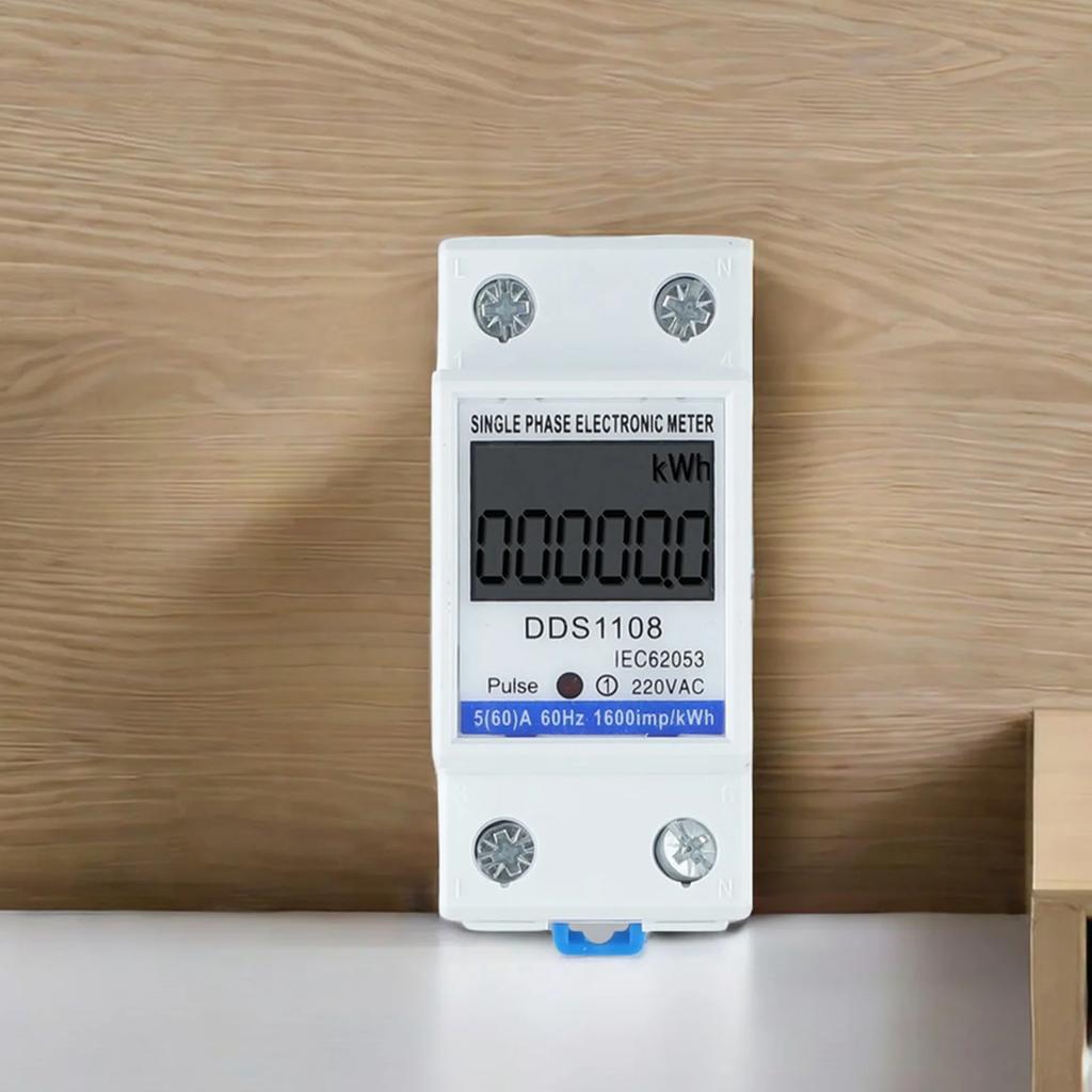 1 Pcs LCD Single Phase Electric Energy Meter KWH AC Digital Watt-Hour Meter 220V 60A Voltage Current Power Consumption Counter
