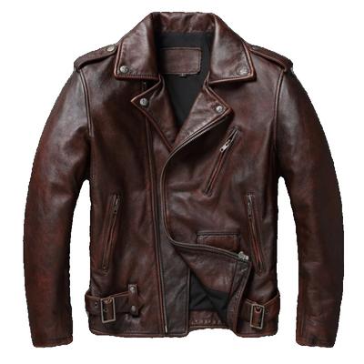 Kiniškas dydis vintažinis raudonas ruda tikras karvės odos vyriškas odinis paltas Slim Fit motociklo stiliaus dviratininko paltas vyriški drabužiai rudeninis