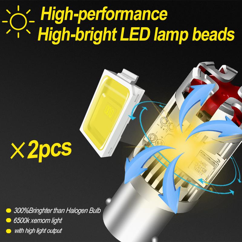2PCS BA15S P21W  S25 LED Bulbs White/Amber Turn Signal Lamps Lights 1073 1093 1129 3497 7506 7527 Driving Warning Lights 12V
