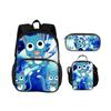 FAIRY TAIL Round Front Bag Backpack Pen Bag Ice Bag 3Pcs Set Cartoon Anime Printed Student Boys and Girls New Versatile