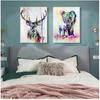 Art Prints Pop Wall Posters For Kids Room Watercolor Animals Canvas Paintings Elephant And Deer Abstract Graffiti