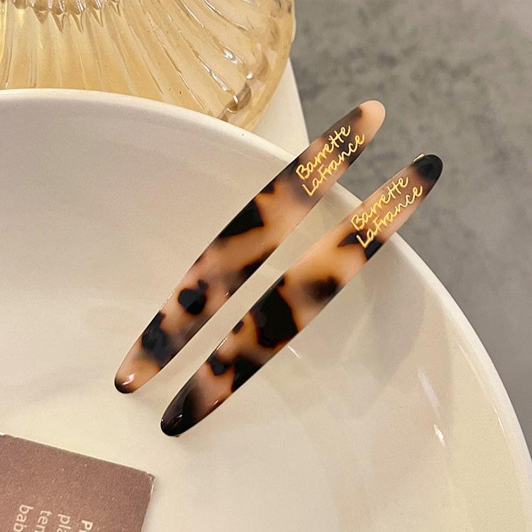 2 Pcs Simple Acetate Bangs Hairpins Women Oval Geometric Hair Side Clips Colorful Duckbill Clips One-word Clip Hair Accessories