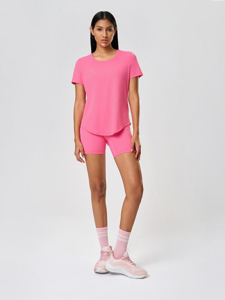 Women's Spring-Summer Yoga Short Sleeve T-shirt - Casual, Breathable, Loose-Fit for Running and Fitness
