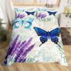 Lavender King Queen Duvet Cover Purple Flower Butterfly Bedding Set Abstract Marble Floral Comforter Cover Polyester Quilt Cover