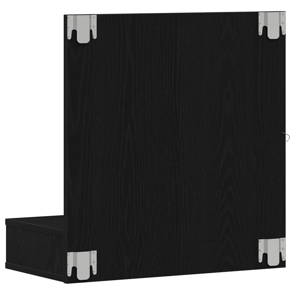 Mirror Cabinet with Shelf Black Oak Effect 60 X 31.5 X 62 Cm