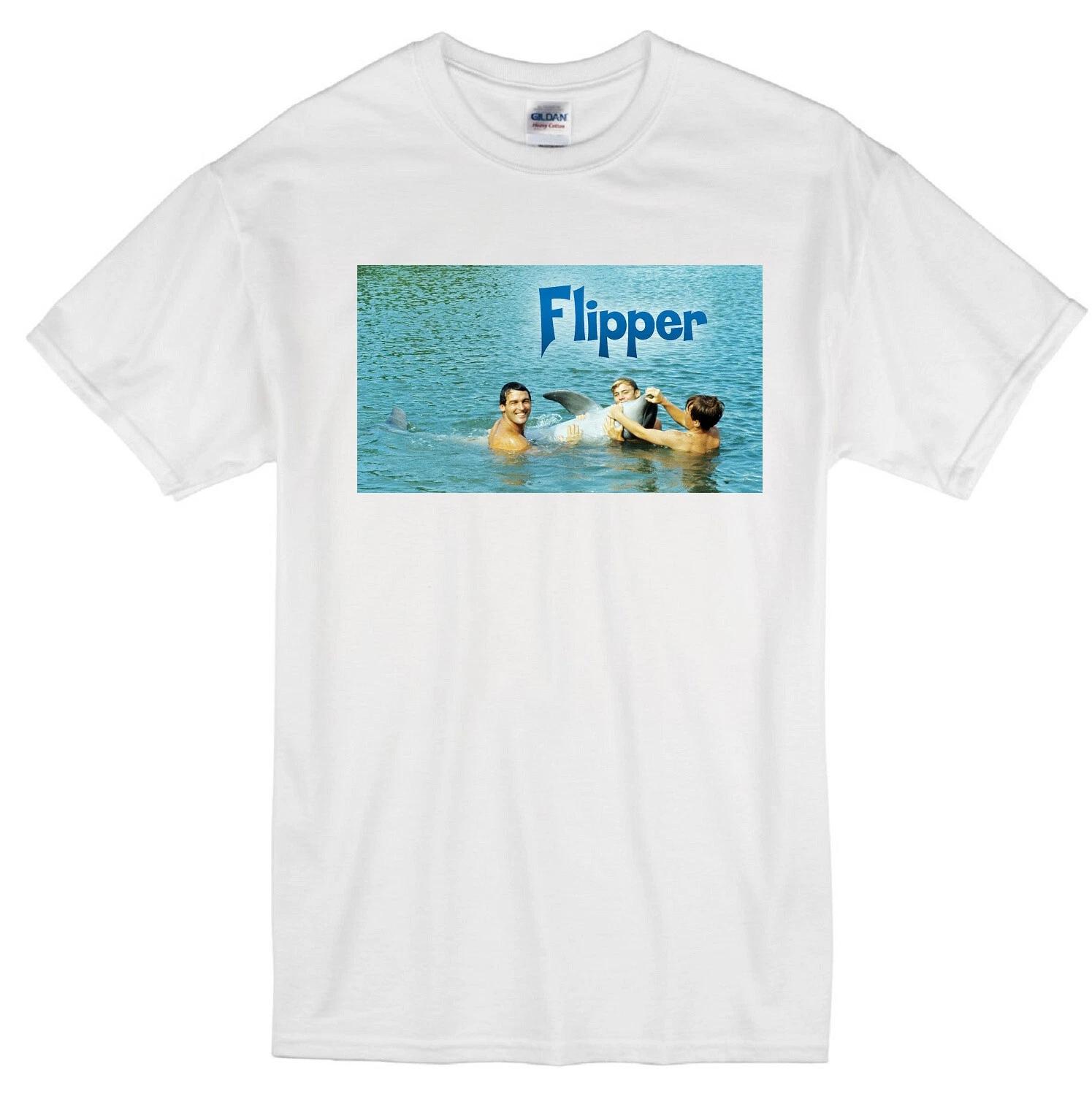 

FLIPPER BOTTLENOSE DOLPHIN MIAMI FLORIDA RETRO TV 1964 WHITE T-shirt 2XL