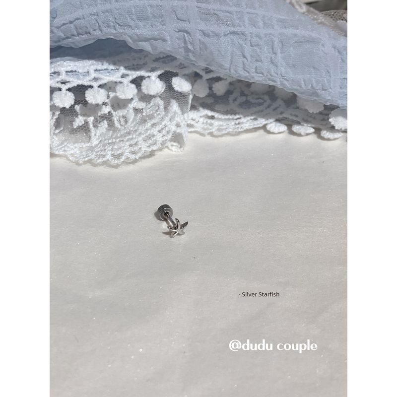 

Dudu Couple s Unique Medical Titanium Steel Ear Studs Female Starfish Silver starfish single 316L medical titanium steel