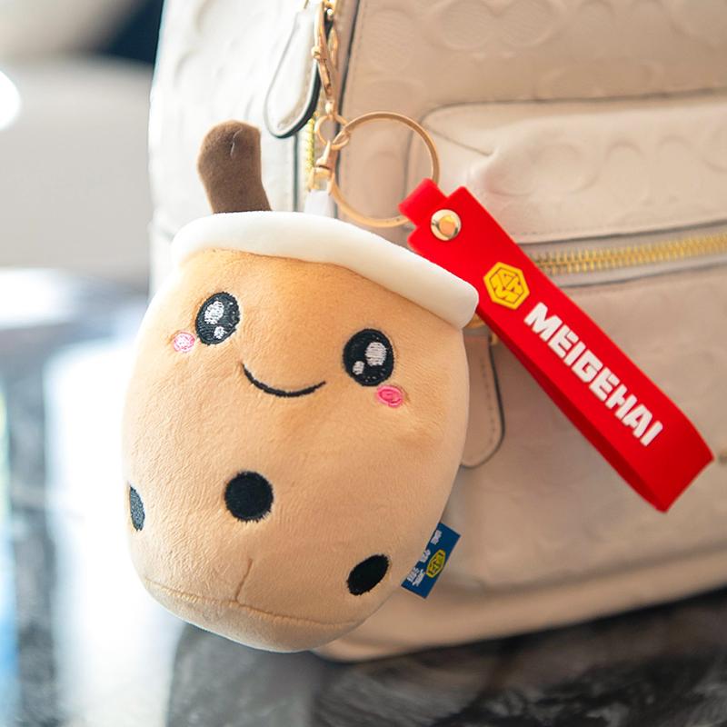 1pc 10cm kawaii Cartoon Fruit Bubble Tea Cup Keychain Plush Toys Lovely Bag Plush Pendant Dolls Cute Ornaments for Baby Girls
