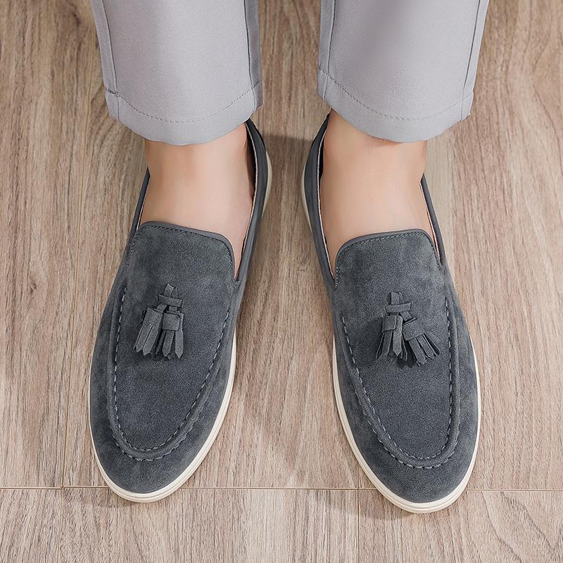 Scarpe Casual da Uomo alla Moda Pelle Scamosciata Uomo Mocassini con Nappe in Stile Classico Britannico Mocassini Uomo Flats da Guida per Esterno