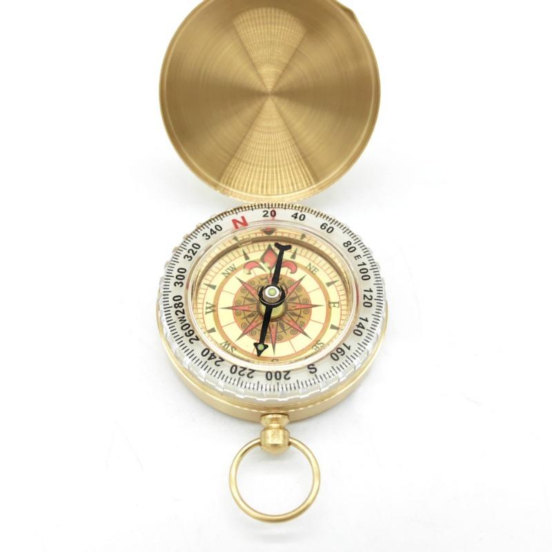 1PC Pure Copper Compass G50 Pocket Watch Flip Compass Outdoor Mountaineering Multifunctional Luminous Compass with Cover