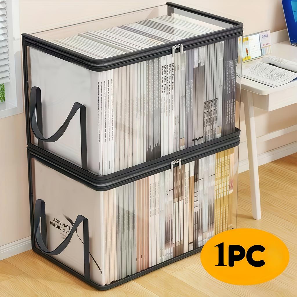 Transparente Faltbare Buchaufbewahrungsbox, Kunststoff-Organizer mit großem Fassungsvermögen, Aufbewahrungsbehälter für Zuhause für alte Bücher und Kleidung, Platzsparend