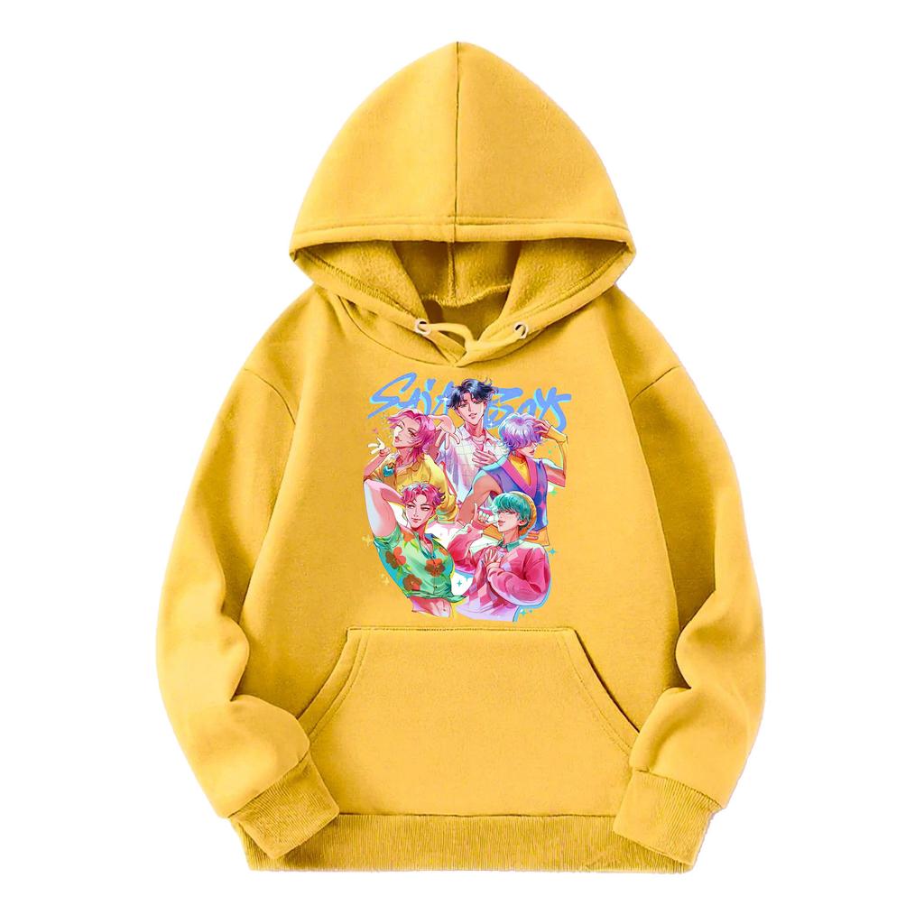 Kinder Freizeit Rundhals Bedruckter Pullover Langarm Kapuzen-Sweatshirt Oberteil