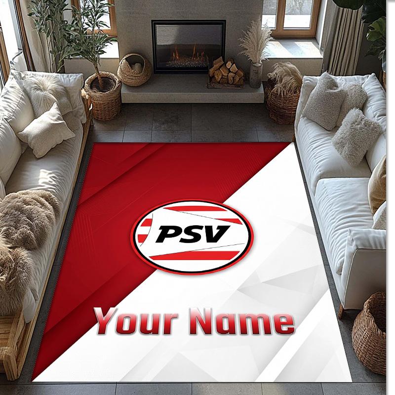 PSV Eindhoven FC Printed Crystal Velvet Rug Non‑Slip Crystal Velvet Carpet For Sofa Bedroom Indoor Home Decoration
