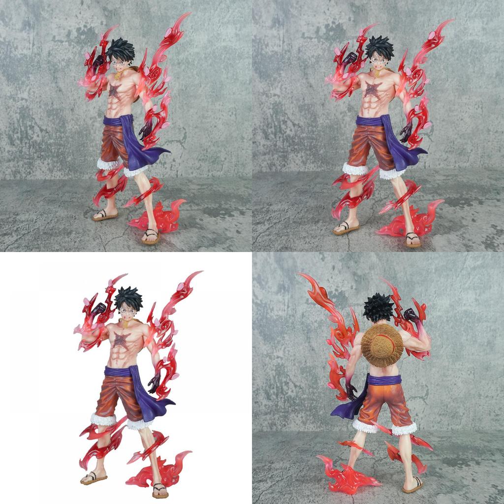 One Piece Straw Hat Luffy Pvc Action Figure Anime Toy With Black Stand For Display And Gift