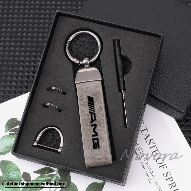 New Metal Leather Car Keyring Keychain Anti-Loss For Mercedes Benz AMG W212 W204 W211 W168 W213 W205 W210 W124 C E S-Class JD2