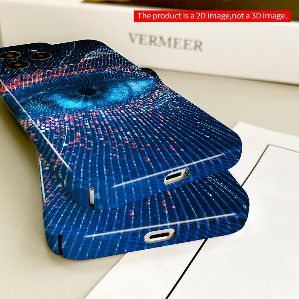2DFlat Neon Eye Data Stream Phone Case All Inclusive Film Hard Phone Case, Compatible with iPhone 18 Pro Max 17 16 15 14 13 12 11