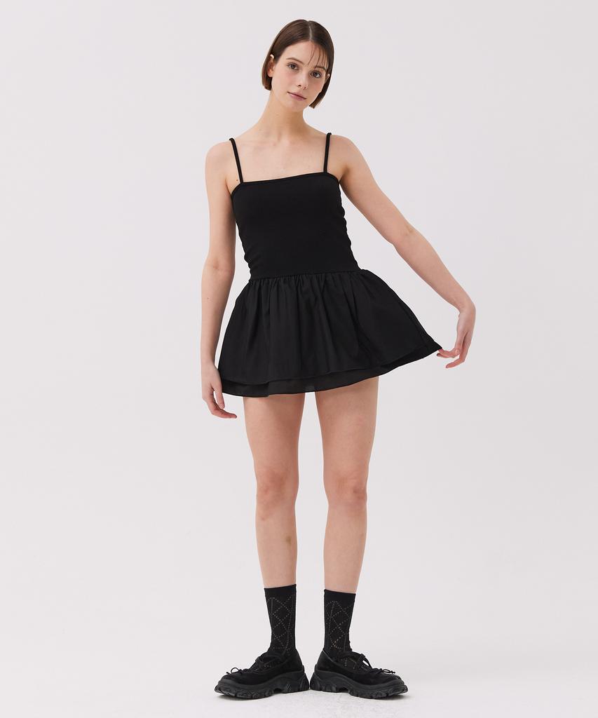 AWESOME STUDIO Layered Frill Sleeveless Dress Black