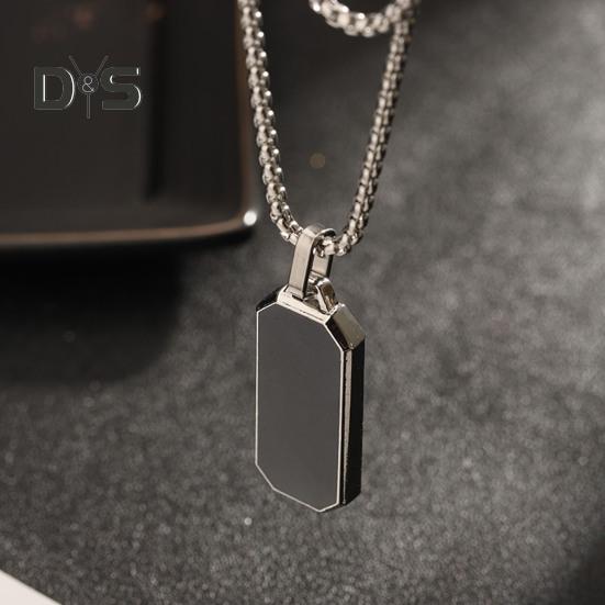 Men Necklace Punk Style Hip Hop Titanium Steel Black Pendant Polished Luster Sweater Pairing Necklace Individual Adult Jewelry