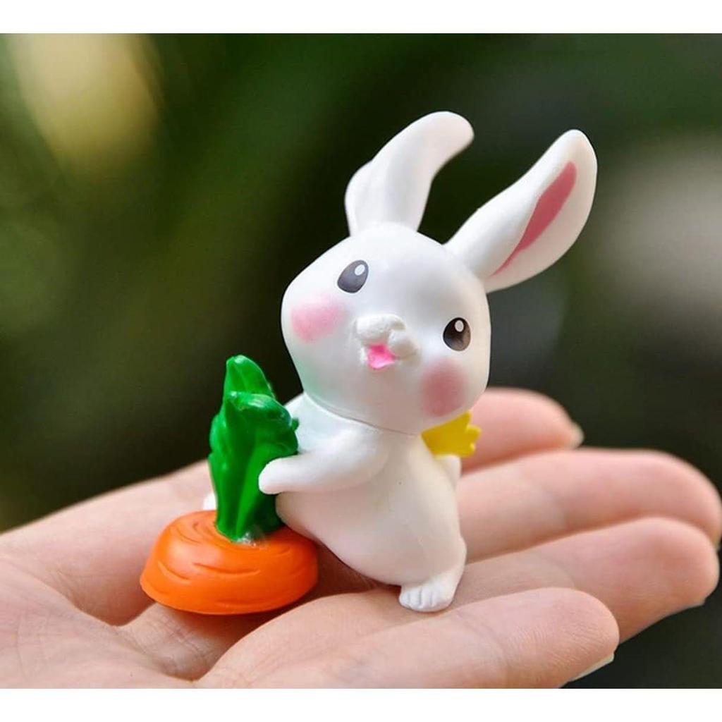 (6 Pcs Rabbit Set) Miniature Showpiece Set for Home Decor,Car Dashboard,Valentine,Living Room,Gifts Figurines,Cake Decoration Items