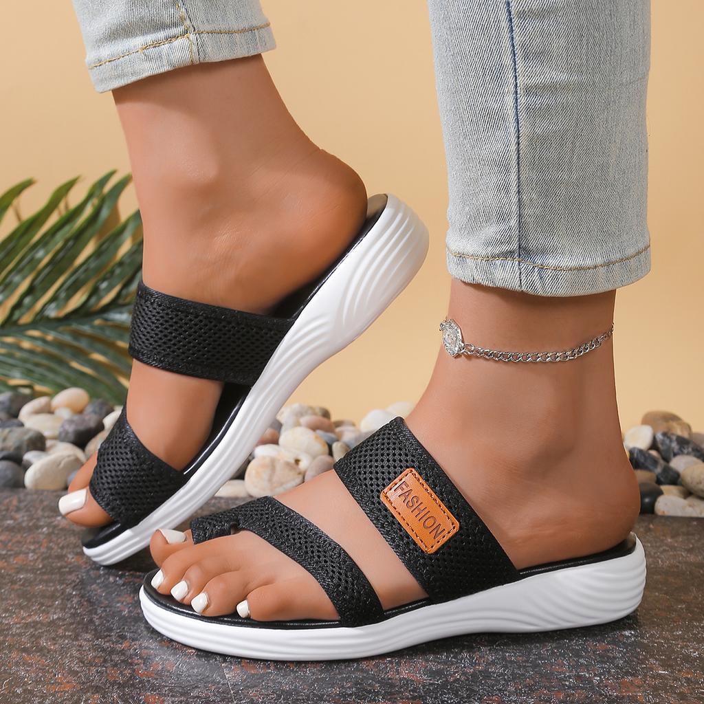 New Women Open Toe Casual Slippers  Breathable Outdoor Beach Platform Sandals Plus Size Solid Color Wedges Shoes Sandalias
