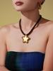 Qiong Yao Design Sense Photochromic Geometric Pendant, Long Leopard Print Necklace, Simple 18K Gold Plated Clavicle Chain.