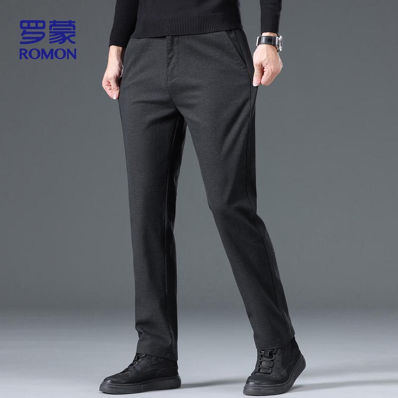 ROMON Men's Elastic Wrinkle-Free Business Casual Straight Leg Pants
