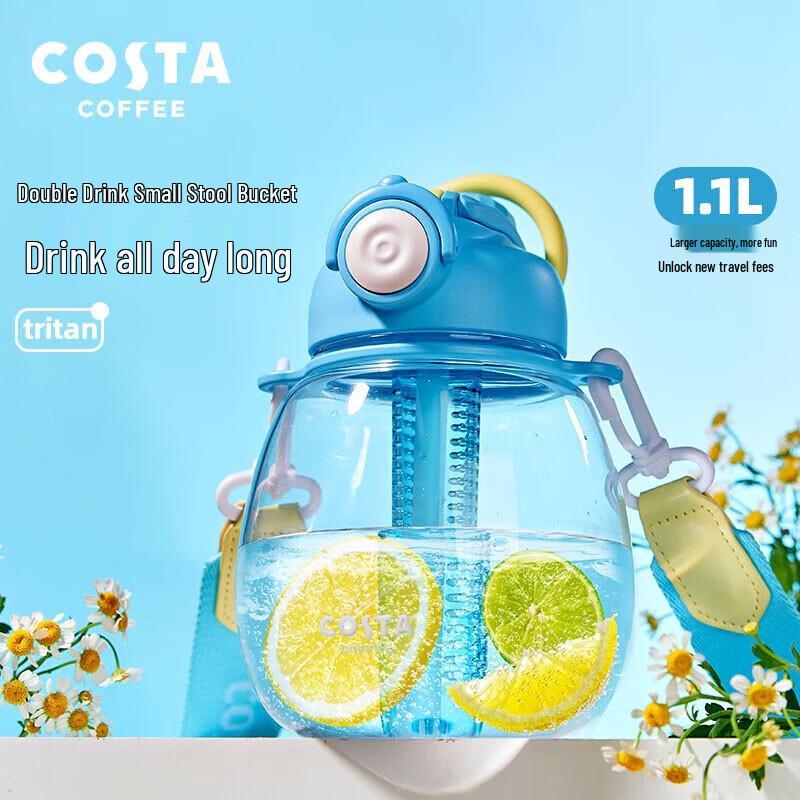 COSTA Wang Xingyue Tritan Water Bottle with Straw & Carry Strap