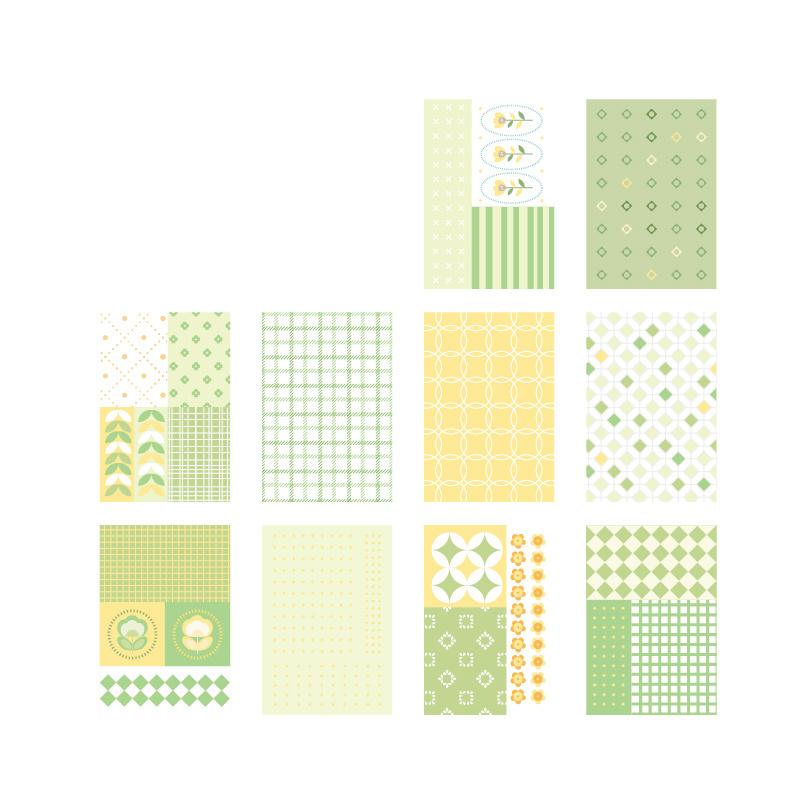 50 Sheets Sweetness Supply Series Korean Retro Scrapbook Paper - Fantasy Theme, White Background with Vibrant Geometric, Floral