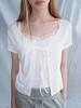 ETMON Layered Cardigan T-Shirt, White