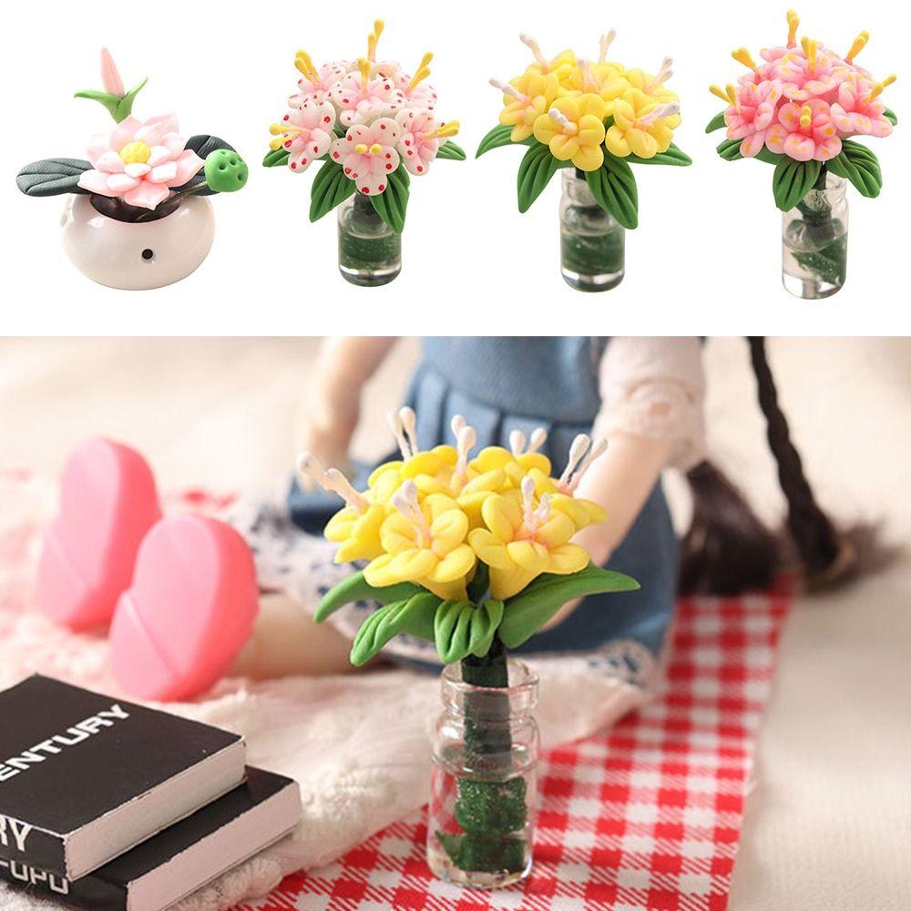 

Многоцветный кукольный домик, ваза для цветов, украшение кукольного дома, мини-чаша лотоса, детская игрушка