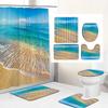 Seaside Scenic Beach Bath Curtain Sea Ocean Print Shower Curtains Bath Mat Set Polyester Waterproof Toilet Rugs Anti-Slip Carpet