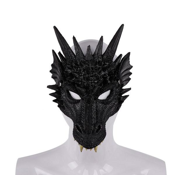 

Dragon Mask Half Face Halloween Costume Mask Party Decorations Soft Cosplay Scary Halloween Mask чорний