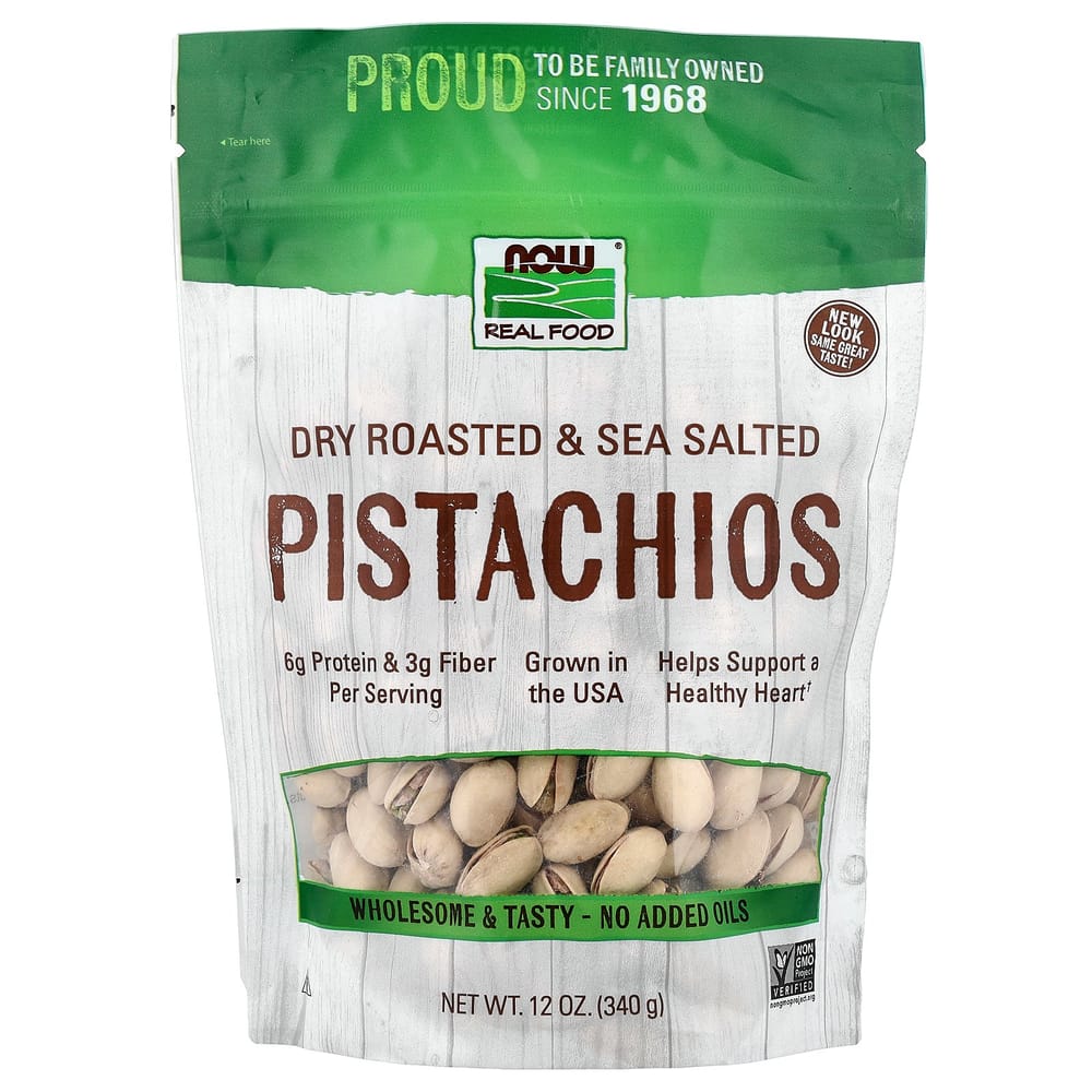 NOW Foods Real Food Dry Roasted & Sea Salt Pistachios 340g (12oz)