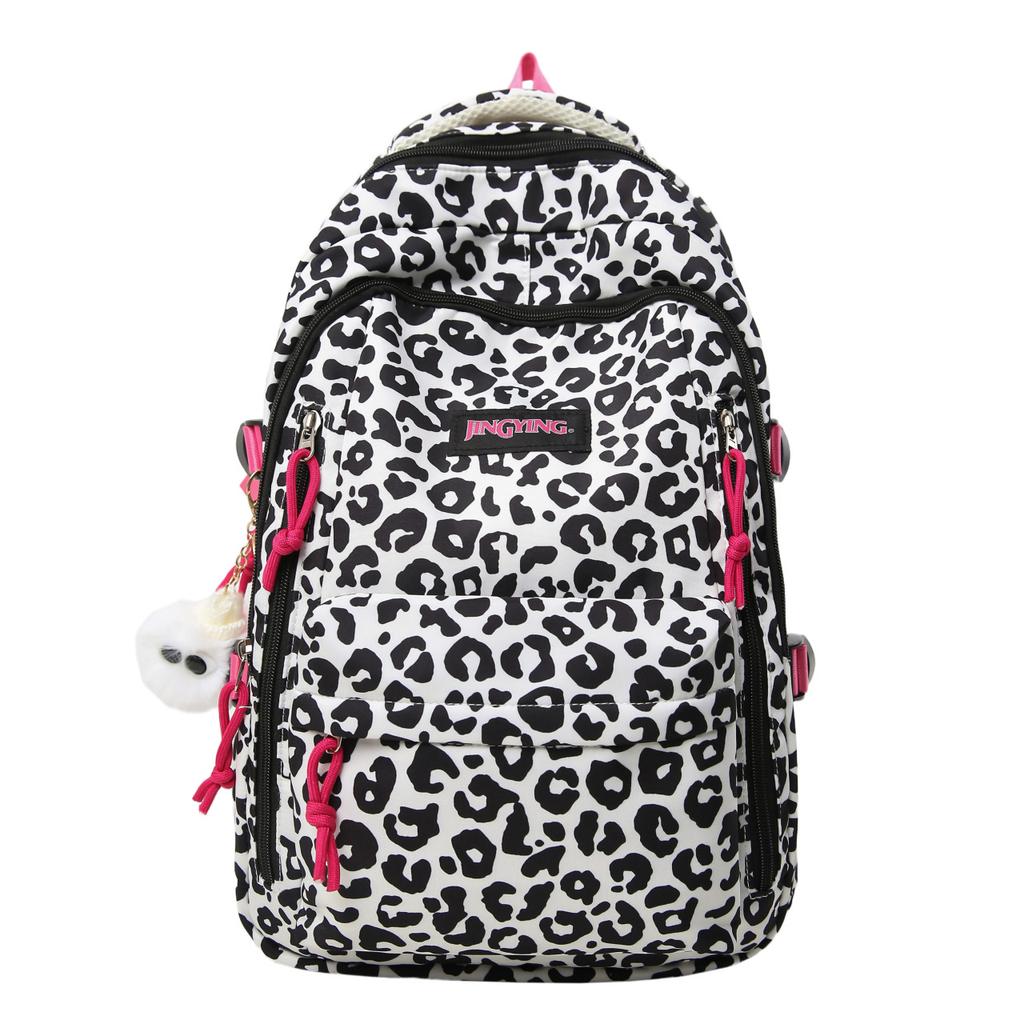 Schultasche Harajuku Japanisch lässig Nylon Kuhmuster Leopardmuster Rucksack ins High School College Student Schultasche weiblich Trend Rucksack