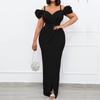 Free belt off-the-shoulder suspender solid color V-neck sexy hip-wrapped long dress dress dress dress