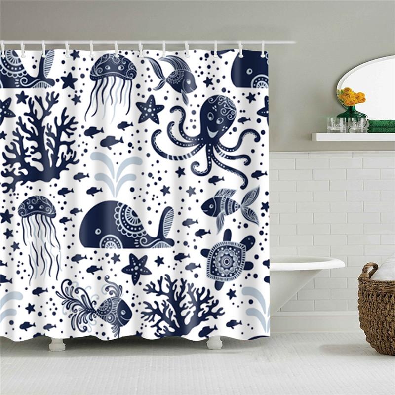 Fabric Shower Curtain Cute Cartoon Hippo Animals Dogs Cats Deer Bath Curtain Waterproof Polyester Bathroom Curtain With Hooks