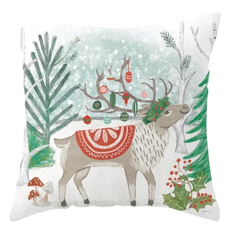 2024 neue Schneeflocke Elch Weihnachten Kissenbezug Sofa Ornament Büro Sitzkissen Abdeckung Schlafzimmer Dekoration Urlaub Geschenk