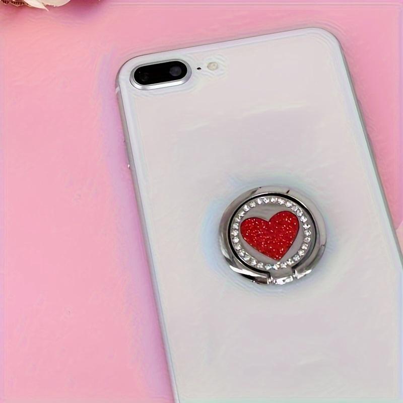Circular Glittering Heart Metal Ring Buckle Phone Holder for Mobile Phone Car Magnetic Mount Smart Phone Accessories