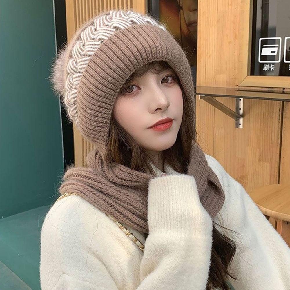 Men Women Thermal Balaclava Knitted Hat Neck Warmer Beanie Hat Scarf Neck Scarf Cap