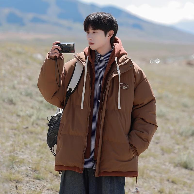 

Мужская куртка из хлопка с эффектом двухслойности для зимы, новая повседневная свободная с утолщением 3XL