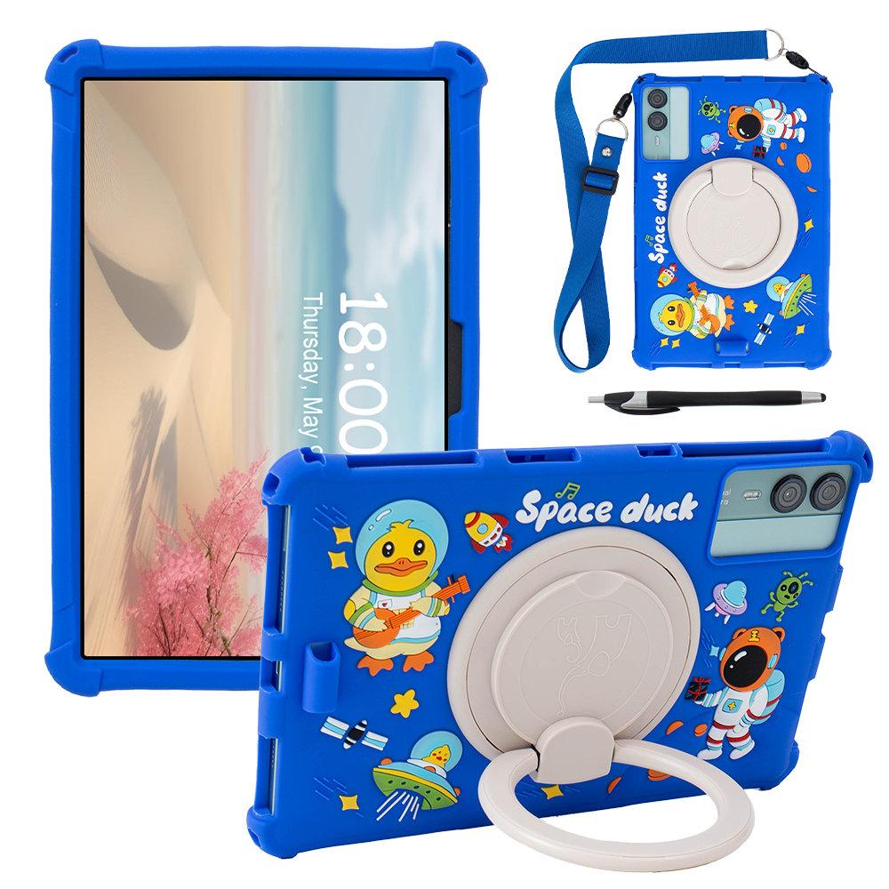 

Чехол для Tab 90 WiFi Силиконовый чехол для планшета Мультяшная вращающаяся подставка Обложка для Blackview Tab 90 WiFi 2025 Детский противоударный чехол синий