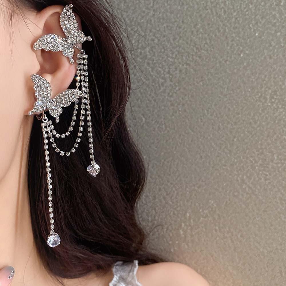 1 Pair Luxury Rhinestone Butterfly Earrings Zinc Zinc Alloy Shiny Temperament Eardrops  Women