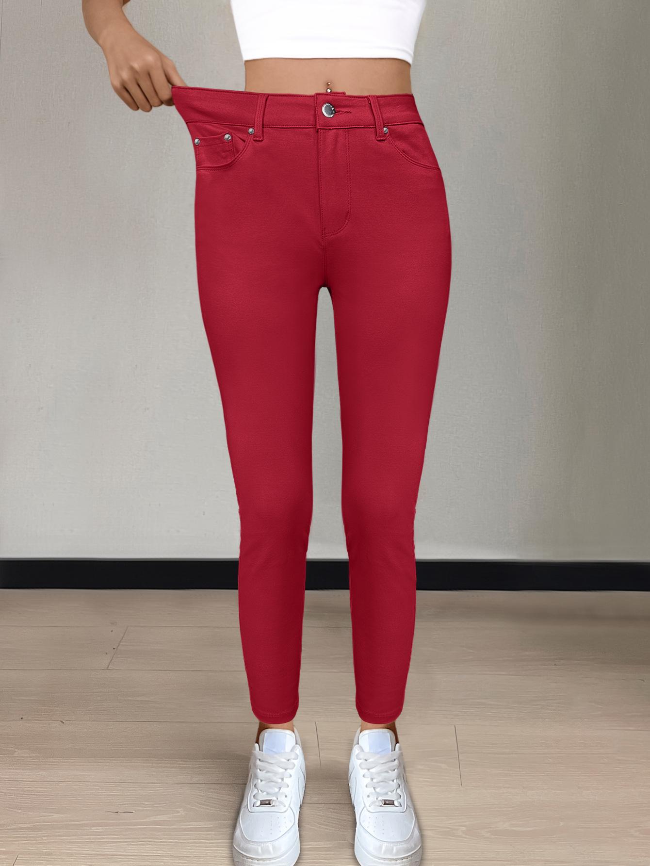 CY038 Women s High-Waisted Stretch Skinny Jeans - Solid Color, Slim Fit, Casual Fashion Wear S