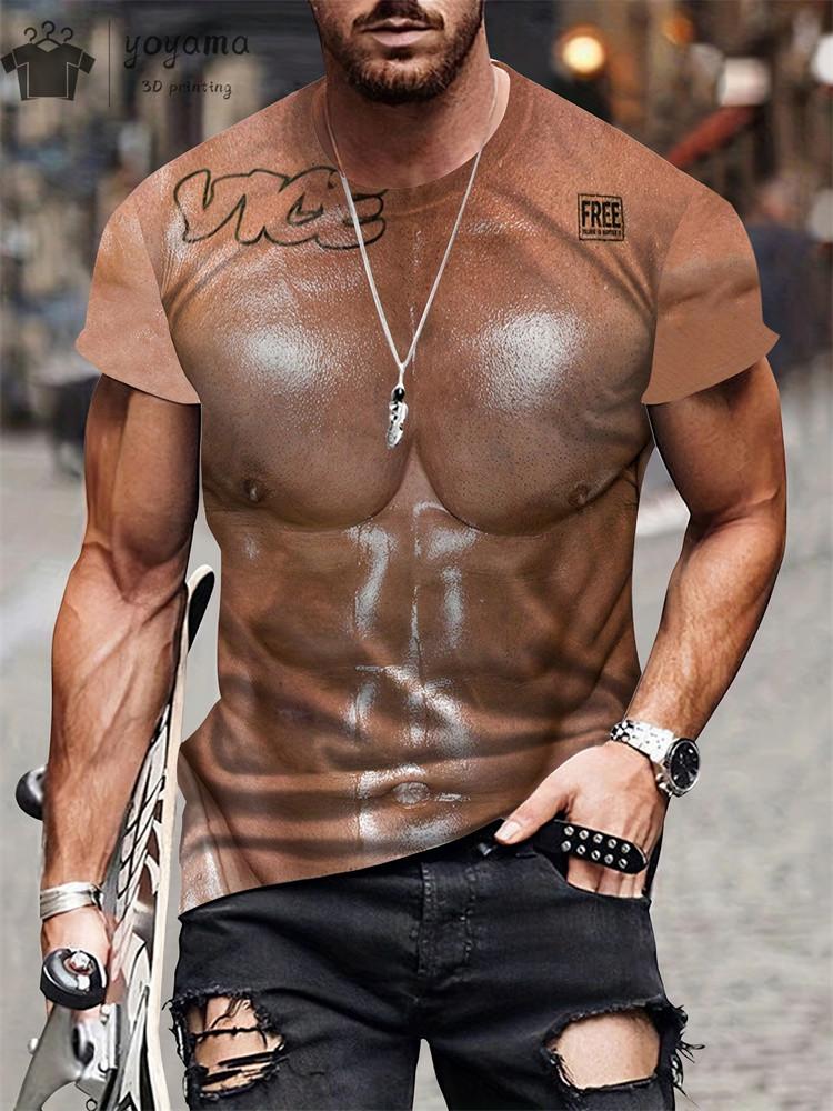Забавная футболка с принтом мышц на 3D-принте спортивная одежда для мужчин летняя уличная футболка топы модная футболка с коротким рукавом в стиле Харадзюку 2XS 1118₽