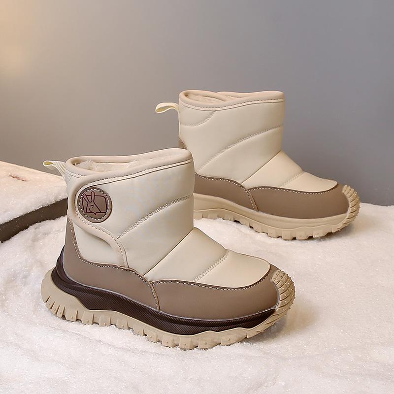 Baby Hot Sale Winter Fashion Sports Thick Sole Plus Velvet Warm Fashion Boots Kids Cute Cartoon Comfortable Casual Running Shoes 26Insole16.5cm бежевый