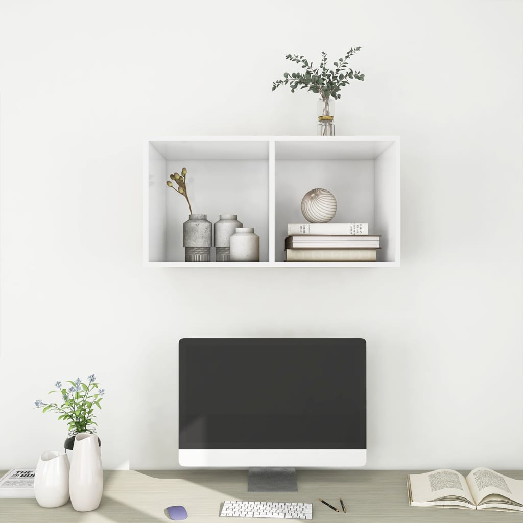 Wall Mounted TV Cabinet White 37 X 37 X 72 Cm Engineered Wood